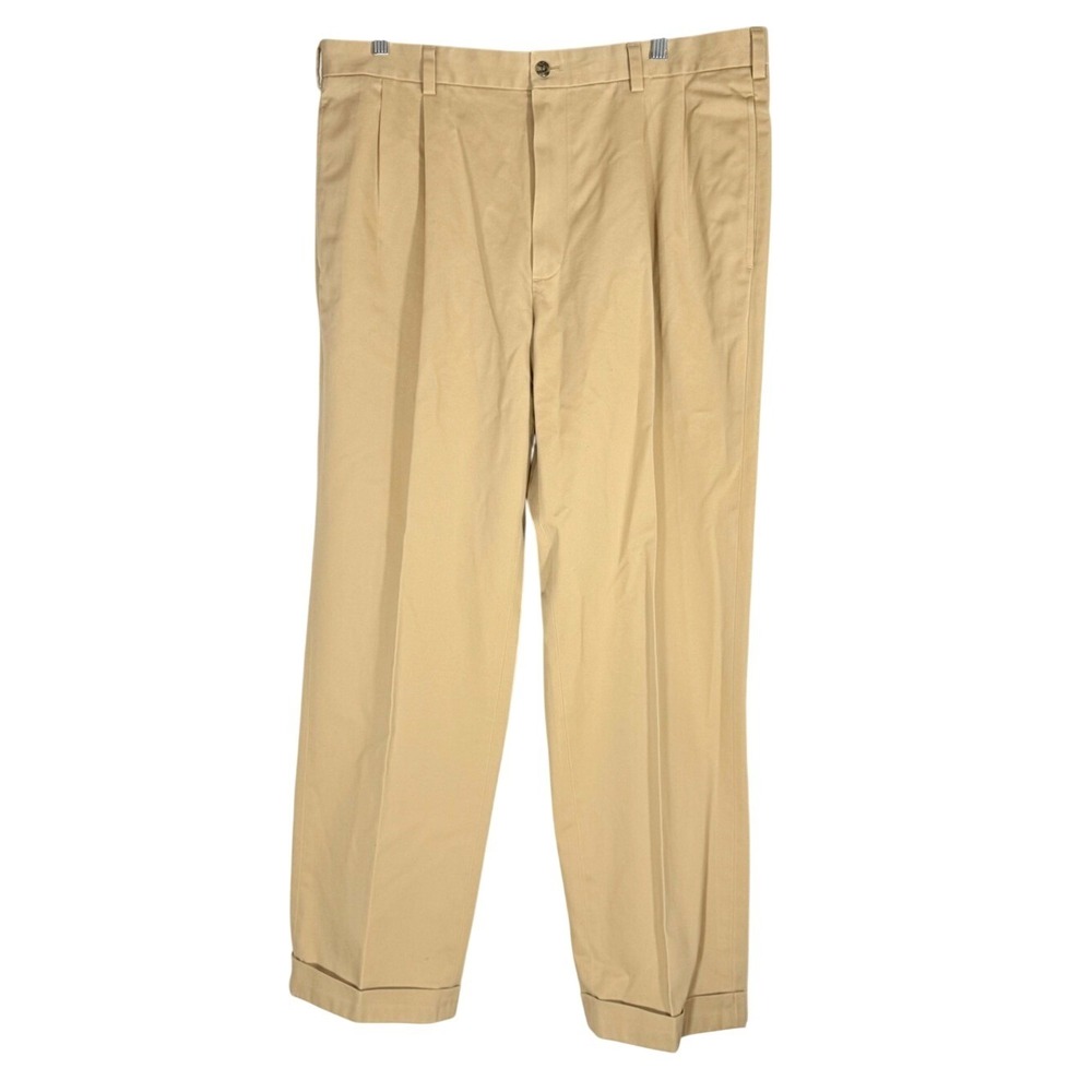 Brooks Brothers Elliot Tan Pleated Cuffed Advantage Chino Pants 38 x 30‎